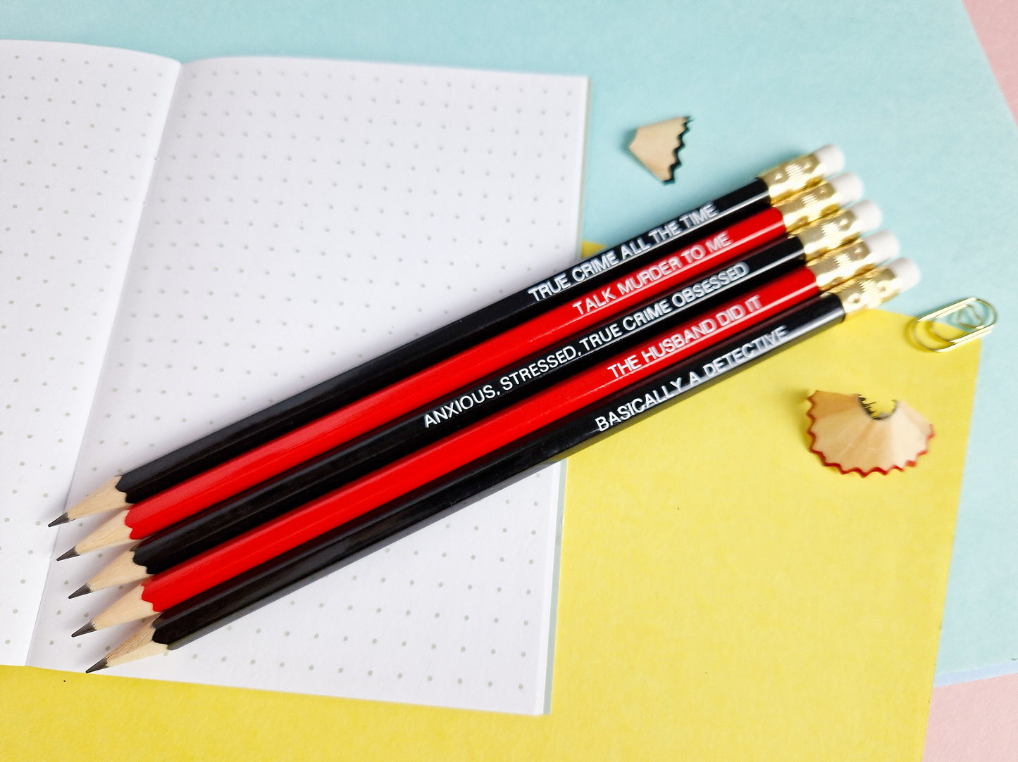 True Crime Junkie pencils set