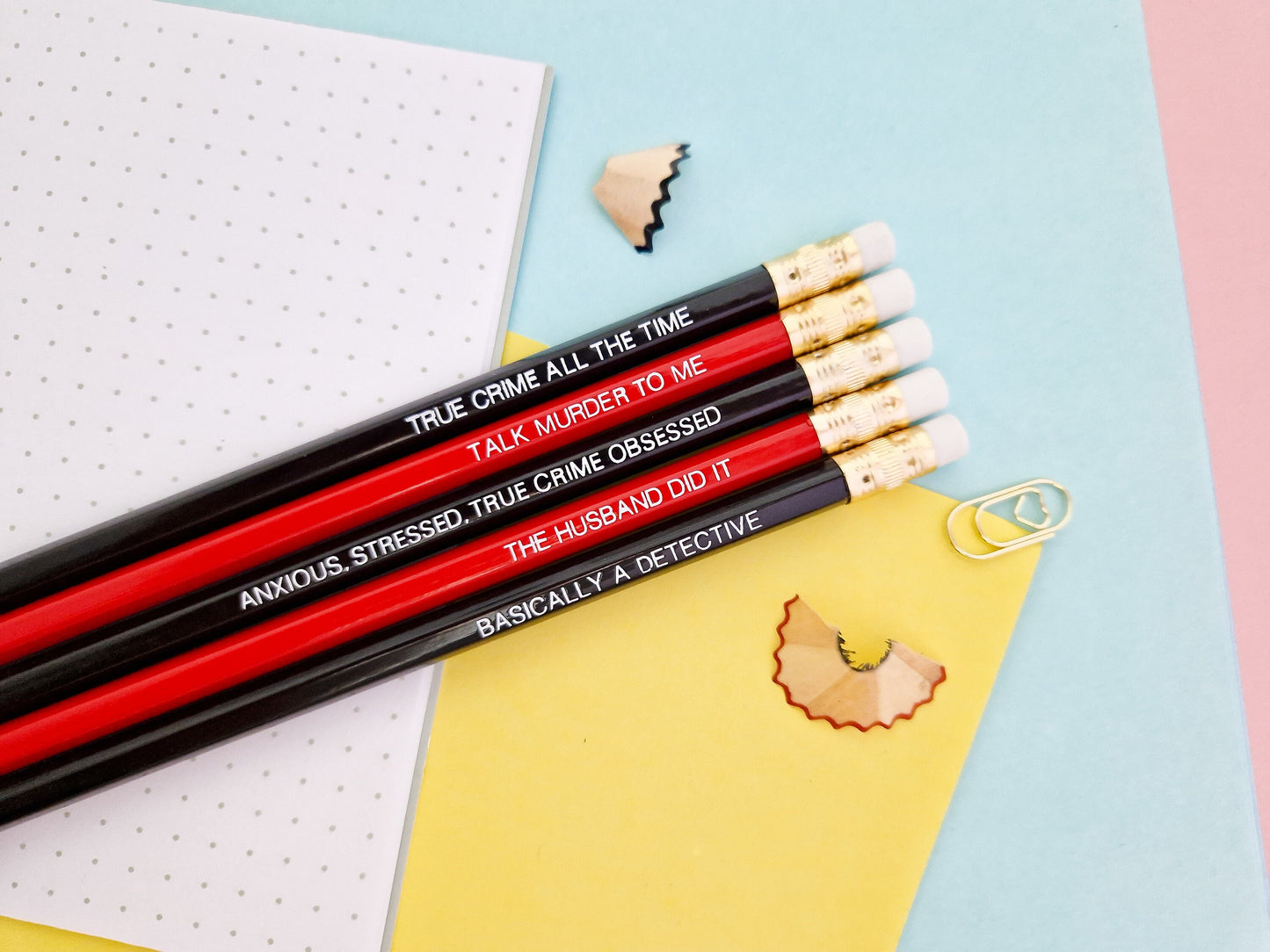 True Crime Junkie pencils set