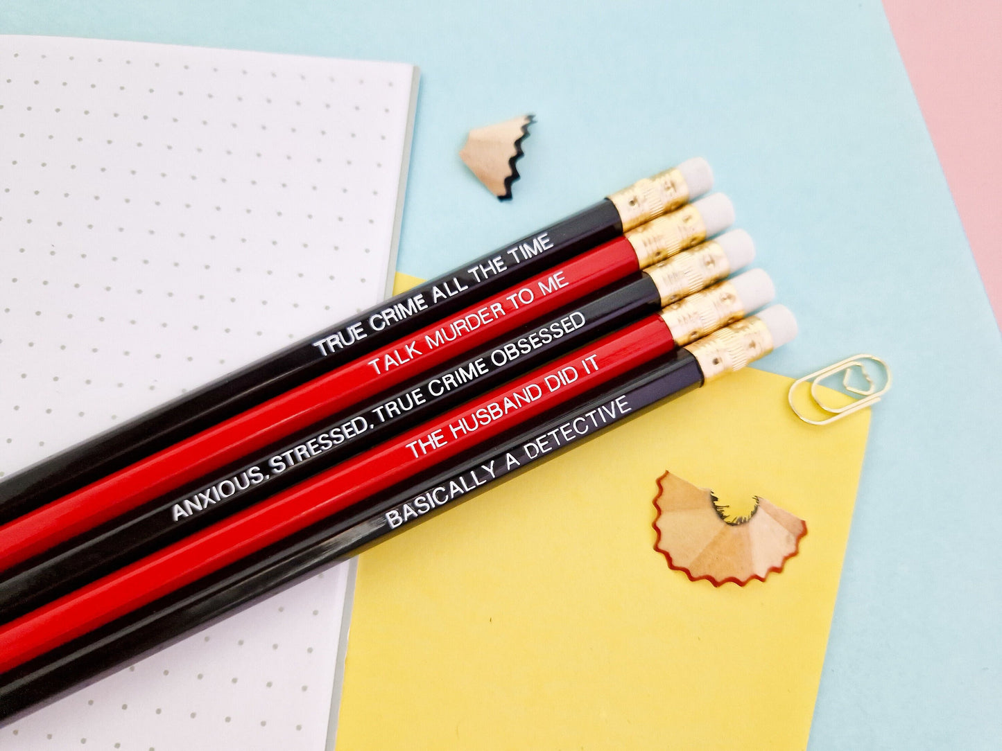 True Crime Junkie pencils set