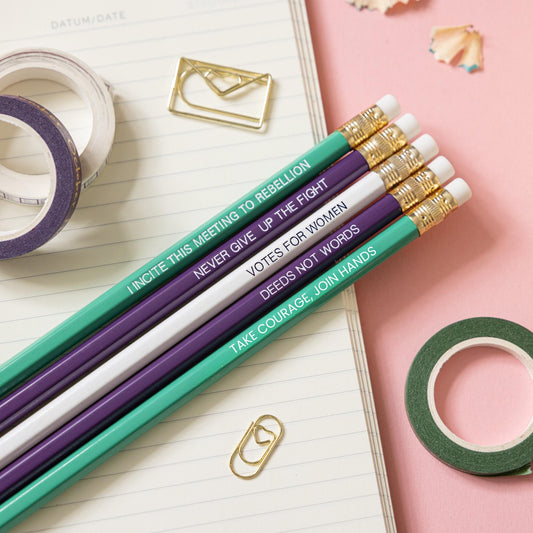 Suffragette pencil set, gift for strong female in your life, votes for women, female empowerment, birthday gift under 10, stocking filler