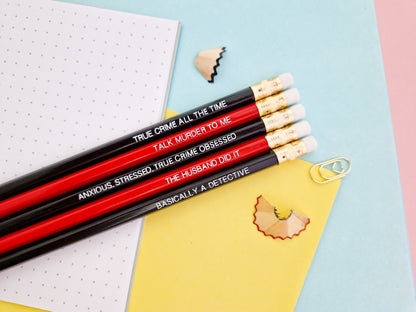 True Crime Junkie pencils set