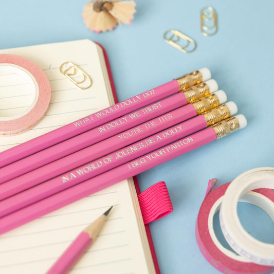 Dolly Parton Pencil Set: Funny Hand-Stamped Stationery Gift for Dolly Fans