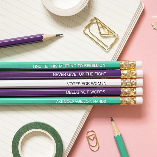 Suffragette pencil set, gift for strong female in your life, votes for women, female empowerment, birthday gift under 10, stocking filler