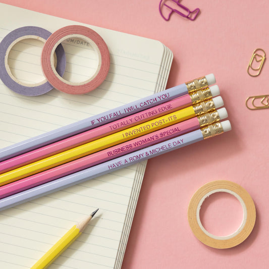 Romy & Michele Pencils: 90s Movie Fan Gift, Hand Stamped