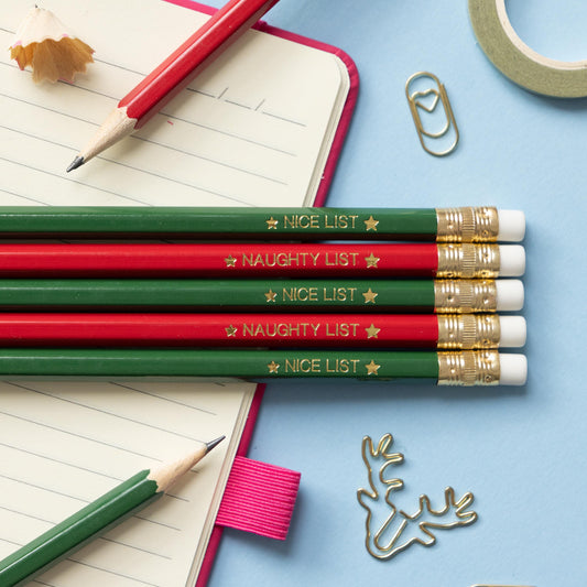 Naughty and Nice list Christmas Pencil Set: Christmas Eve box, Stationery Gift, Party Favours, Stocking Stuffer, Teachers classroom favours