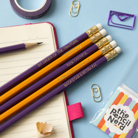 Traitors Pencil Set: Funny Quote Pencils, TV Lover Gift, Stationery Gift, Party Favours, Stocking Stuffers