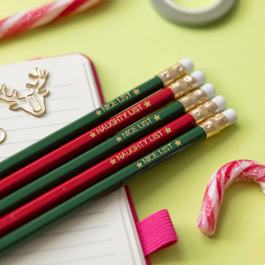 Naughty and Nice list Christmas Pencil Set: Christmas Eve box, Stationery Gift, Party Favours, Stocking Stuffer, Teachers classroom favours